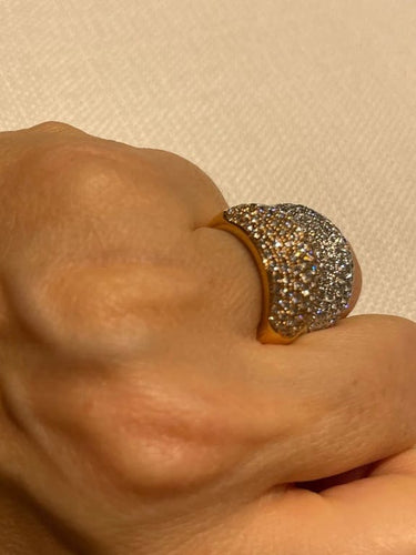 Bague 54 Deux bagues pavées en or rose et or jaune 18 carats, diamants 58 Facettes