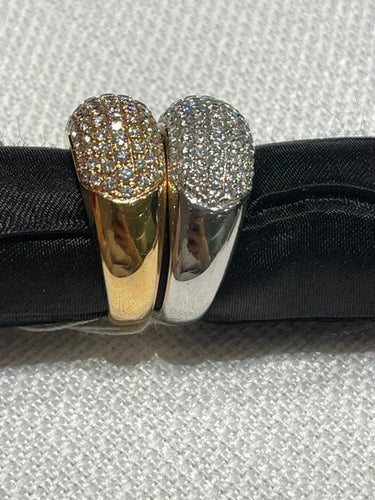 Bague 54 Deux bagues pavées en or rose et or jaune 18 carats, diamants 58 Facettes