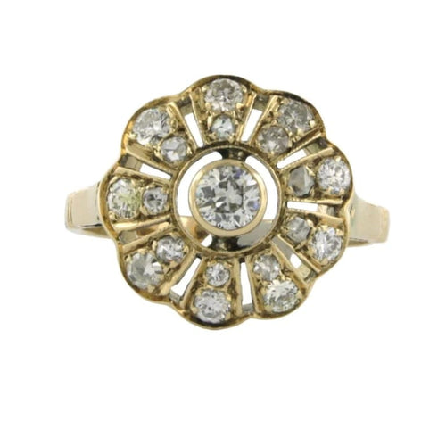 Bague 56 Bague en or jaune 14 carats sertie de diamants 1,00 ct 58 Facettes