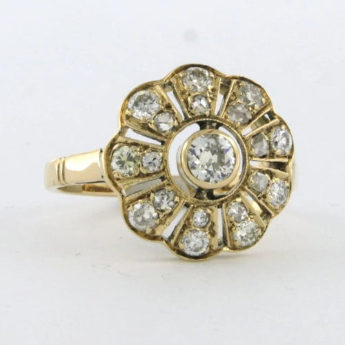Bague 56 Bague en or jaune 14 carats sertie de diamants 1,00 ct 58 Facettes