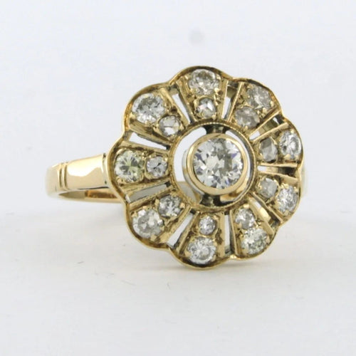 Bague 56 Bague en or jaune 14 carats sertie de diamants 1,00 ct 58 Facettes