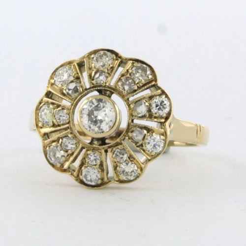 Bague 56 Bague en or jaune 14 carats sertie de diamants 1,00 ct 58 Facettes