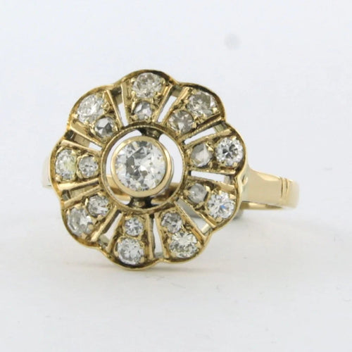 Bague 56 Bague en or jaune 14 carats sertie de diamants 1,00 ct 58 Facettes