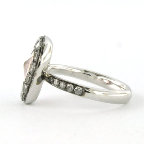 Bague 50 Bague en or blanc 18 carats avec quartz rose et diamants 58 Facettes