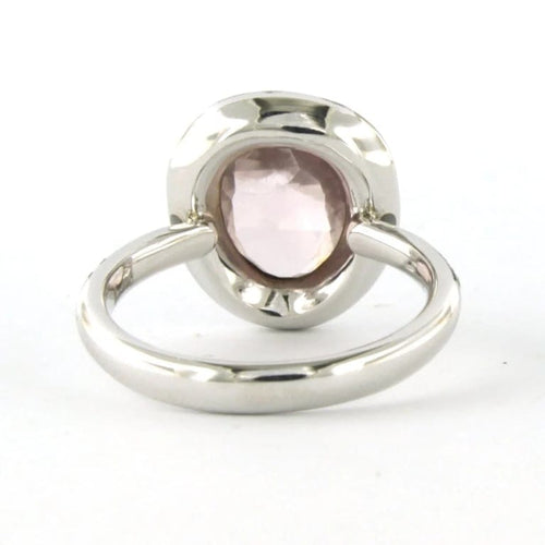 Bague 50 Bague en or blanc 18 carats avec quartz rose et diamants 58 Facettes