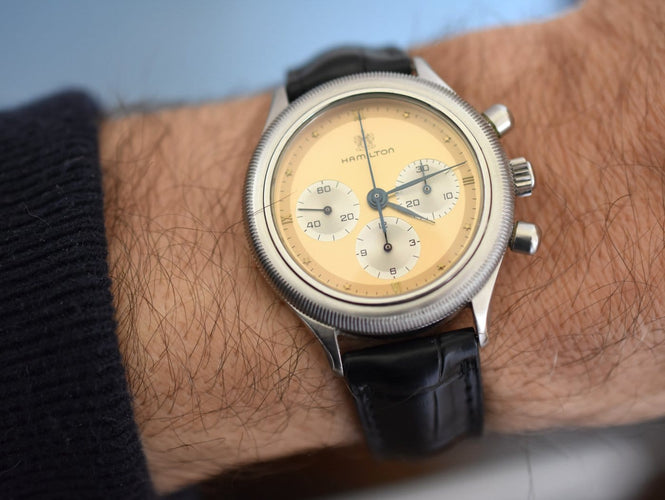 Montre Hamilton - Montre chronographe Lemania 1873, révisée, boîte d’origine 58 Facettes HAM-100
