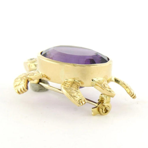 Broche Broche tortue en or jaune 18 carats, améthyste et diamants 58 Facettes