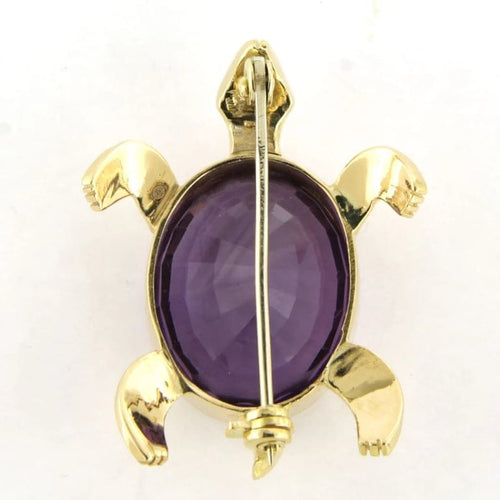 Broche Broche tortue en or jaune 18 carats, améthyste et diamants 58 Facettes