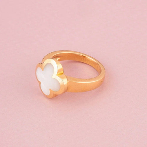 Bague 59 Van Cleef & Arpels Pure Alhambra - Bague en or jaune 18k et nacre blanche 58 Facettes
