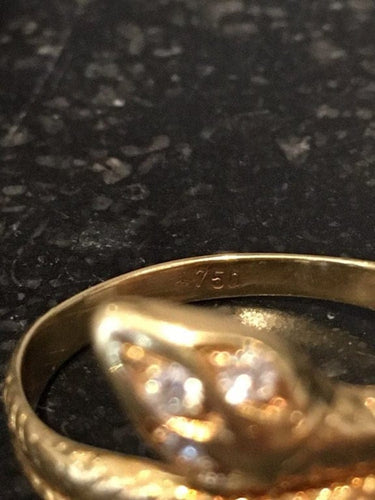 Bague 56 Bague serpent en or jaune 18k et 3 diamants 58 Facettes