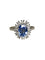 Bague 58.5 Bague pompadour en or blanc 18 k et platine, saphir de Ceylan et diamants 58 Facettes