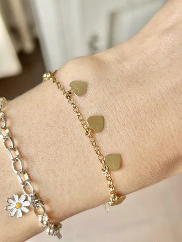 Bracelet Bracelet cœurs en or jaune 18 carats 58 Facettes