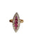 Bague 53 Bague marquise en or jaune et blanc 18K rubis et diamants 58 Facettes