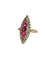 Bague 53 Bague marquise en or jaune et blanc 18K rubis et diamants 58 Facettes