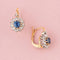 Boucles d'oreilles Belle Époque - Boucles d’oreilles dormeuses en or rose, platine, saphirs et diamants 58 Facettes
