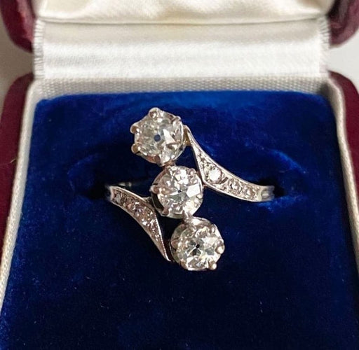 Bague 51 Bague Belle Époque en platine sertie de diamants 58 Facettes