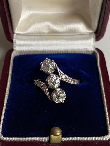 Bague 51 Bague Belle Époque en platine sertie de diamants 58 Facettes