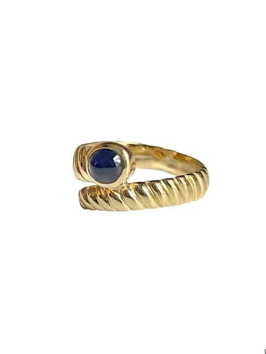 Bague 53 Bague serpent godronnée en or jaune 18K et saphir cabochon 58 Facettes