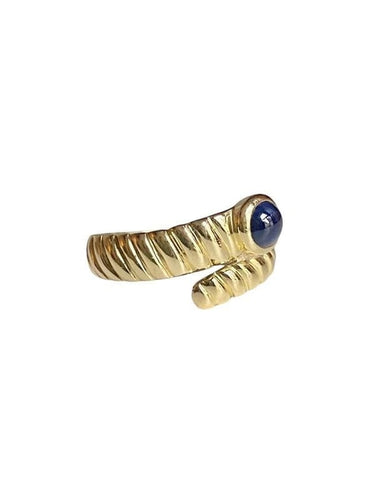 Bague 53 Bague serpent godronnée en or jaune 18K et saphir cabochon 58 Facettes