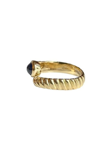 Bague 53 Bague serpent godronnée en or jaune 18K et saphir cabochon 58 Facettes