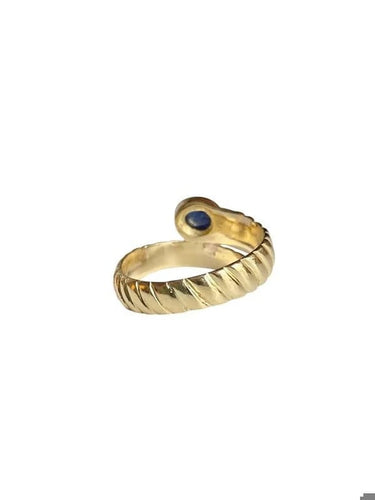 Bague 53 Bague serpent godronnée en or jaune 18K et saphir cabochon 58 Facettes