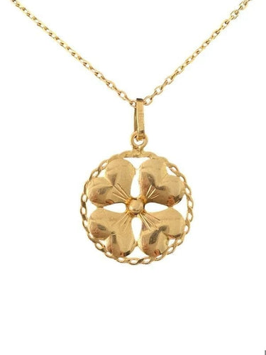 Pendentif Pendentif porte-bonheur trèfle à quatre feuilles en or jaune 18K 58 Facettes