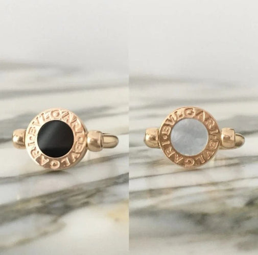 Bague 51 Bulgari - Bague BVLGARI BVLGARI en or rose 18k, nacre et onyx 58 Facettes