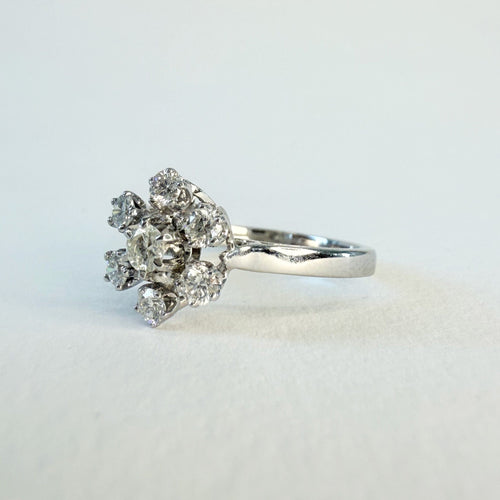 Bague 47 Bague marguerite n° 38 en or gris 18 carats et diamants 58 Facettes INV038