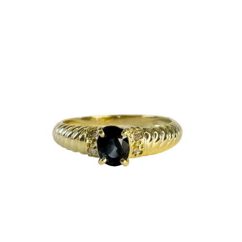 Bague 53 Bague en or jaune 18 carats saphir et diamants 58 Facettes INV023