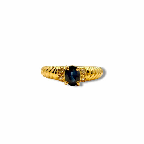 Bague 53 Bague jonc en or jaune 18 carats, saphir et diamants, années 1990 58 Facettes INV023
