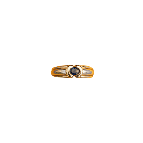 Bague 52 Bague jonc en or blanc et jaune 18 carats, saphir — années 1990 58 Facettes BIJ102