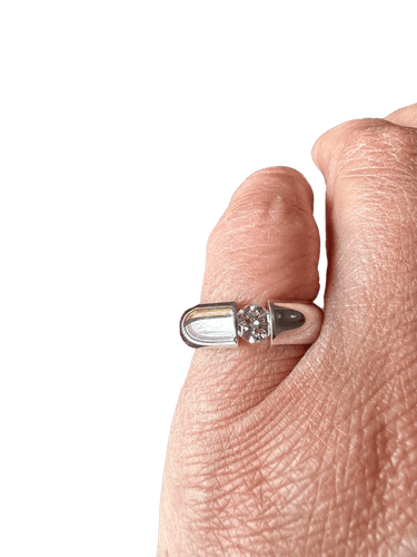 Bague 51 Solitaire - Bague en or blanc 18 carats et diamant taille brillant 58 Facettes 1.0001720/1