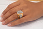 Bague 56 Bague tank asymétrique en or jaune et platine avec diamants 58 Facettes 001