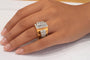 Bague 56 Bague tank asymétrique en or jaune et platine avec diamants 58 Facettes 001