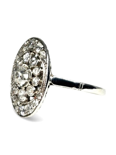 Bague 54 Bague ancienne en or blanc 18K et diamants (0,50 ct) 58 Facettes 1417
