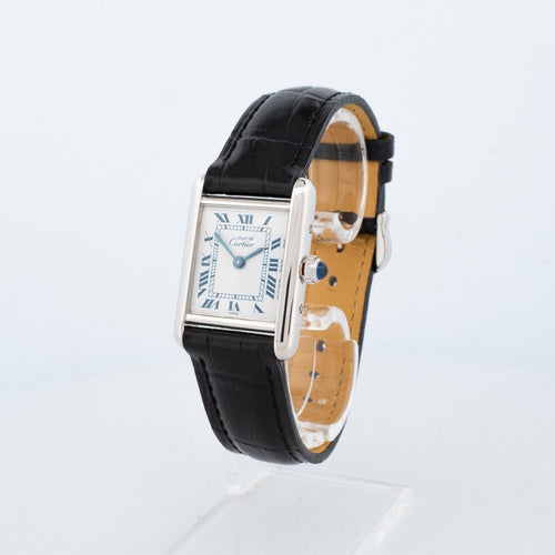 Montre Cartier Tank Must - Montre SM en argent, cadran ivoire à chiffres romains 58 Facettes 1