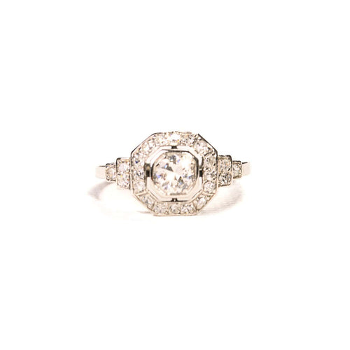 Bague 48.5 Bague Art déco octogonale en platine avec diamants 58 Facettes LMB-322
