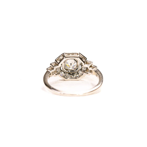 Bague 48.5 Bague Art déco octogonale en platine avec diamants 58 Facettes LMB-322