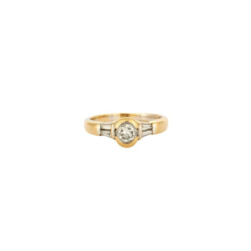 Bague 53 Solitaire - Bague en or jaune 18 carats et diamants 58 Facettes