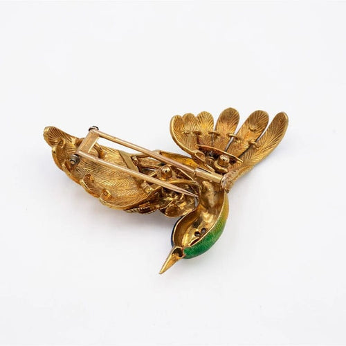Broche Mauboussin - Broche oiseau en or jaune 18 carats rubis et diamants 58 Facettes