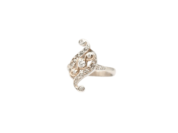 Bague 58 Bague Art nouveau en or jaune et or blanc 18 carats 58 Facettes 230