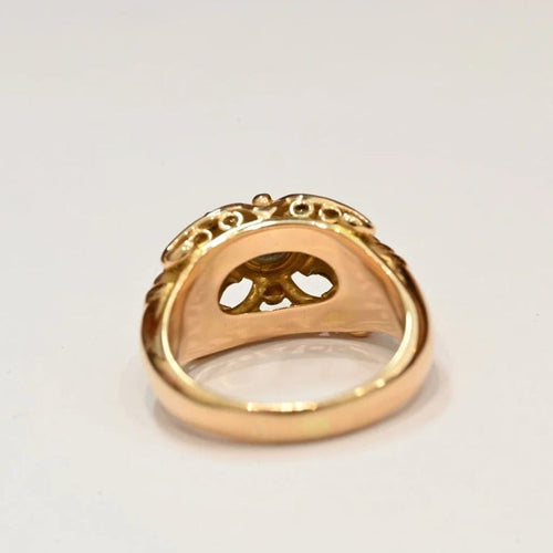 Bague 57.5 Bague années 50 en or rose et or blanc 18K avec diamant 58 Facettes