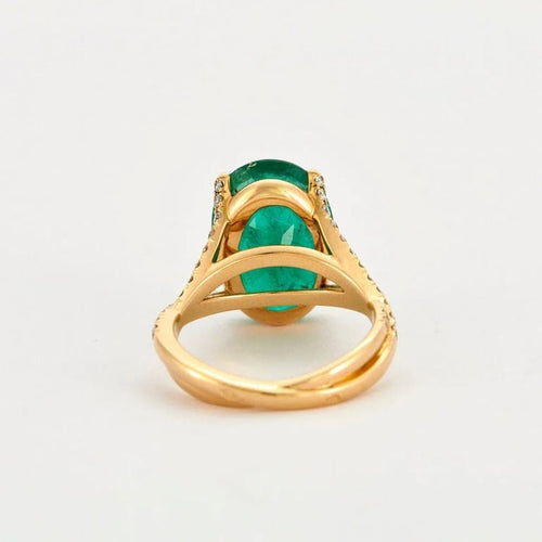 Bague 54 Bague émeraude et diamants en or jaune 18K 8,5 ct 58 Facettes