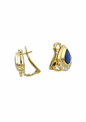 Boucles d'oreilles Boucles d'oreilles en or jaune 18 carats saphirs et diamants 58 Facettes BSA
