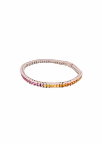 Bracelet Bracelet rivière en or blanc 18 carats et saphirs multicolores 58 Facettes 15690
