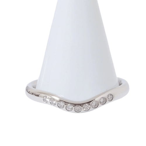 Bague 50 Tiffany & Co Elsa Peretti - Alliance incurvée en platine et diamants, taille 50 58 Facettes 1