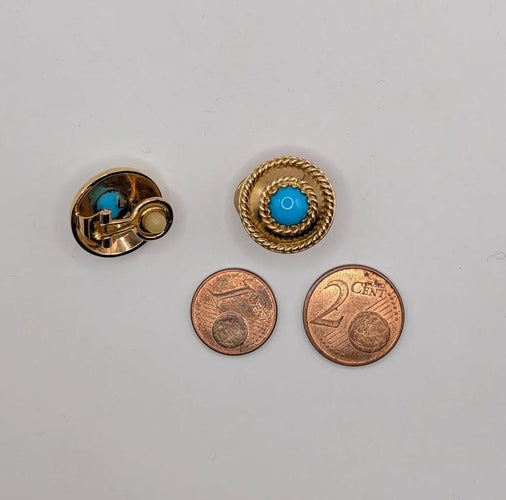Boucles d'oreilles Boucles d’oreilles clips en or jaune 18 ct et turquoise 58 Facettes