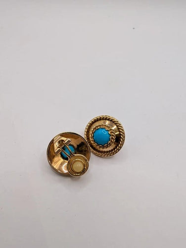 Boucles d'oreilles Boucles d’oreilles clips en or jaune 18 ct et turquoise 58 Facettes