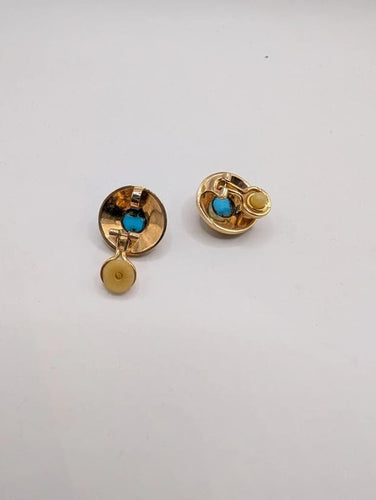 Boucles d'oreilles Boucles d’oreilles clips en or jaune 18 ct et turquoise 58 Facettes