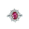 Bague 55 Bague en or blanc avec rubis certifié et diamants 58 Facettes